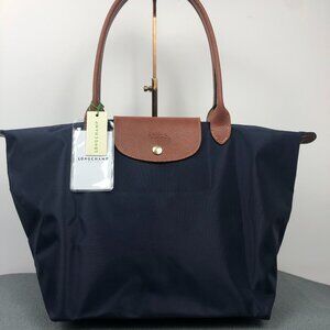NWT Longchamp Le Pliage Original Large Shoulder Nylon Bag Tote Navy Blue
